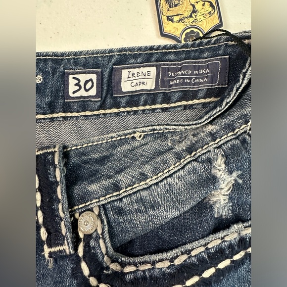 Miss Me Jeans Irene Capri Distressed Flap‎ Pockets Size 30 NWT - Picture 9 of 14